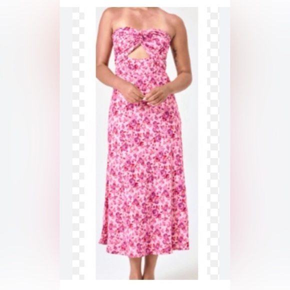 Trixxi Dresses & Skirts - Trixxi Pink Floral Strapless Dress